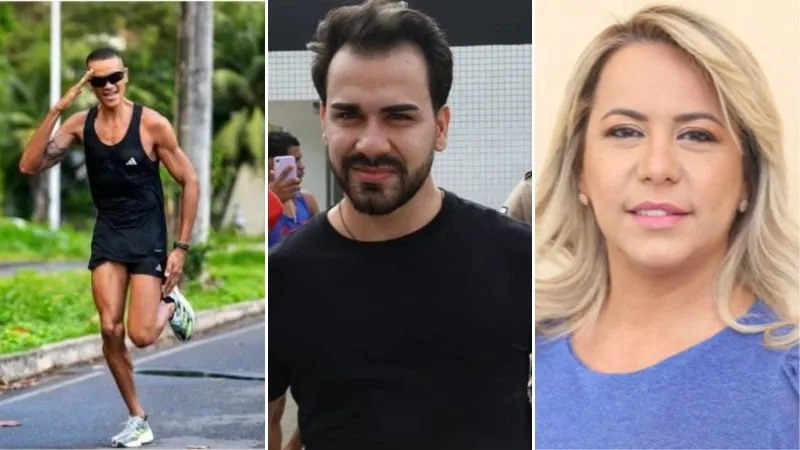 Na imagem, da esquerda para a direita: o maratonista atropelado, o filho da vereadora e a parlamentar. | Bnews - Divulgação Arquivo Pessoal / BNEWS / Divulgação