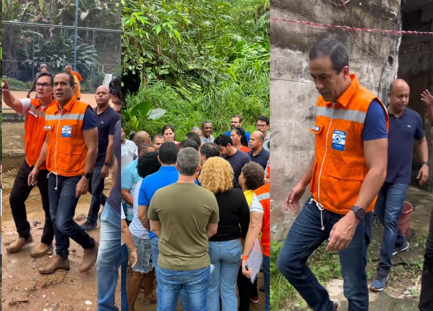 Bruno Reis e Kiki Bispo vistoriam áreas de risco com sistema de alarme em comunidade de Cajazeiras
