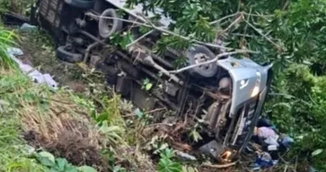 Quatro pessoas morreram e seis ficaram gravemente feridas após ônibus cair em ribanceira 