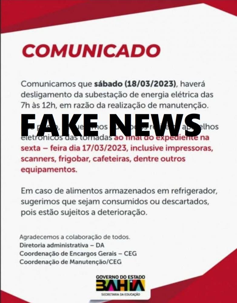 É falso comunicado que circula sobre interrupção de energia em Salvador